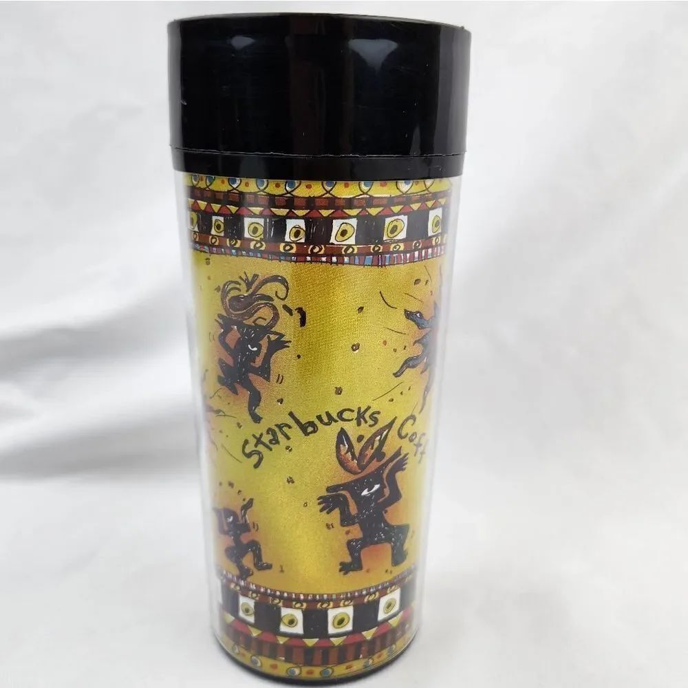 ☕️Vintage Starbucks 1998 Aztec Bean People Acrylic 12oz Travel Tumbler